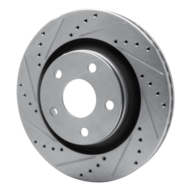 Jeep Wrangler Brake Rotor (1) - Front Left - R1 Concepts - Drilled & Slotted - Silver - `12-`18
